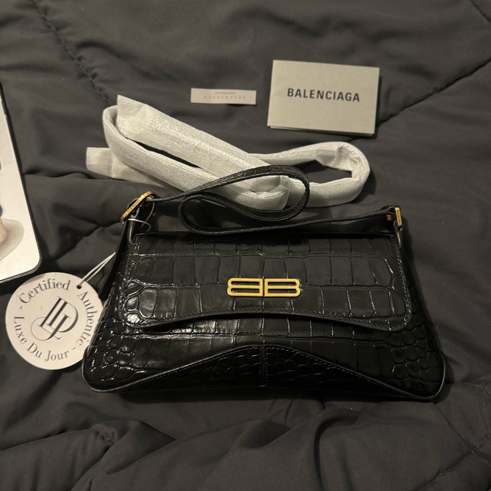 Balenciaga Black Croc-Embossed Women's Bag